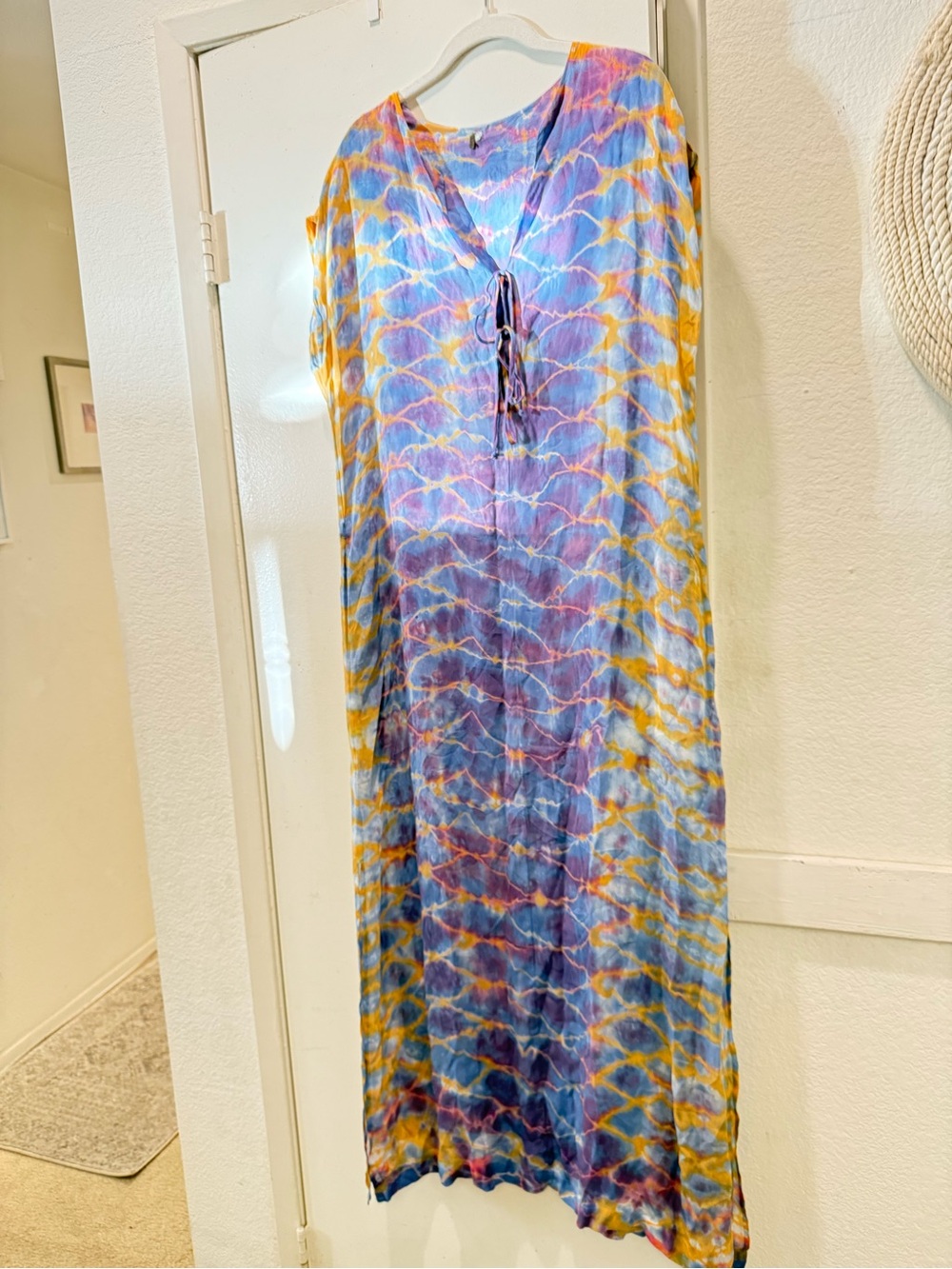 Young Fabulous & Broke Tie-Dye Maxi Dress in Purple and Yellow XS